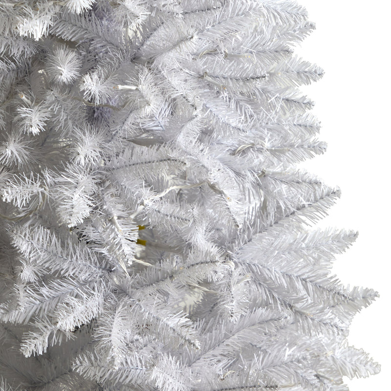 5’ Slim White Artificial Christmas Tree with 150 Warm White LED Lights and 491 Bendable Branches