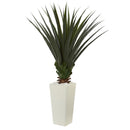 5' Spiky Agave Artificial Plant in White Tower Planter