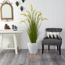 5” Wheat Grain Artificial Plant in White Planter with Legs