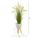 5” Wheat Grain Artificial Plant in White Planter with Legs
