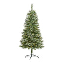 5’ Wisconsin Slim Snow Tip Pine Artificial Christmas Tree with 150 Clear LED Lights