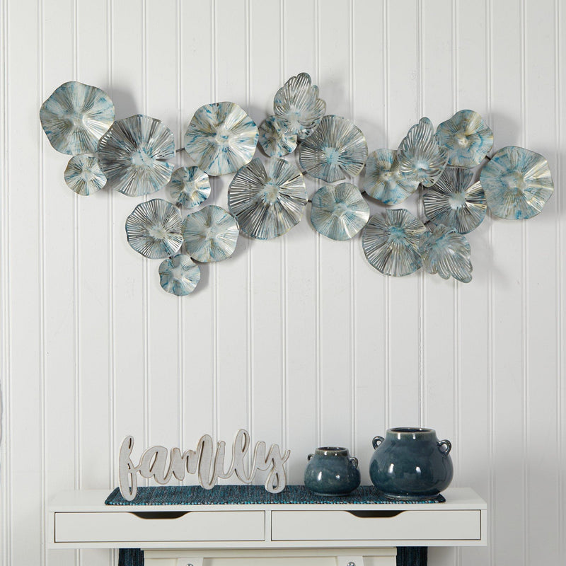 5’ x 2’ Coastal Floral Metal Montage Wall Art Decor