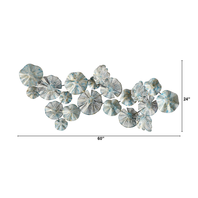 5’ x 2’ Coastal Floral Metal Montage Wall Art Decor