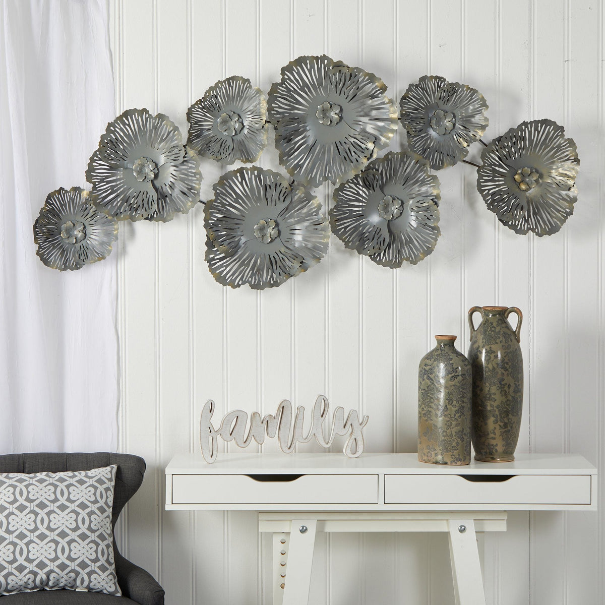 5’ x 2’ Floating Metal Floral Wall Art Decor, photo 3 of 3