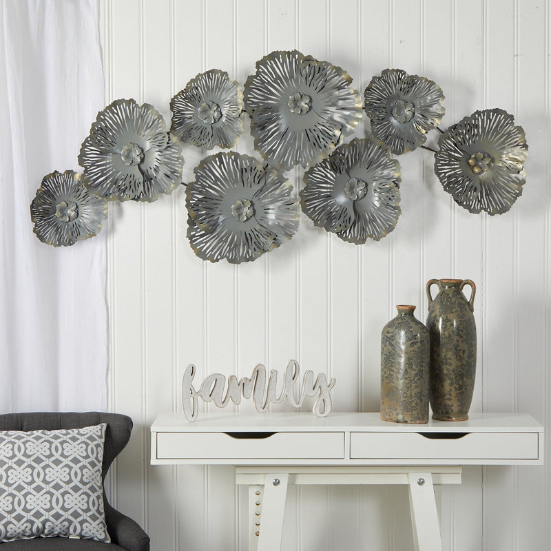 5’ x 2’ Floating Metal Floral Wall Art Decor, photo 3 of 3