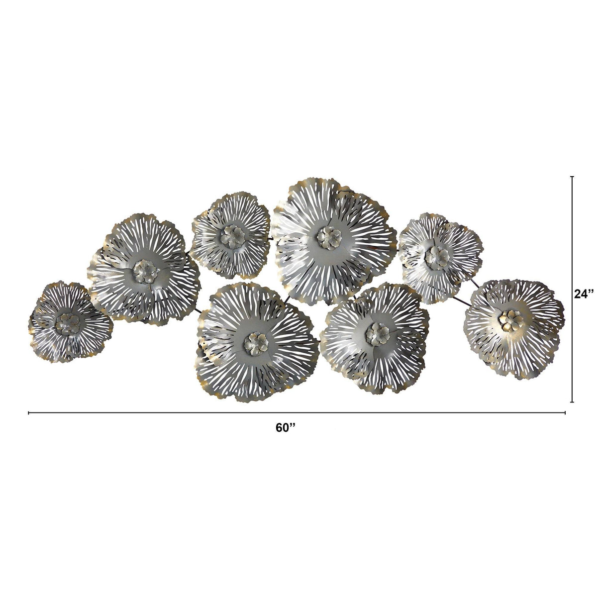 5’ x 2’ Floating Metal Floral Wall Art Decor, photo 2 of 3
