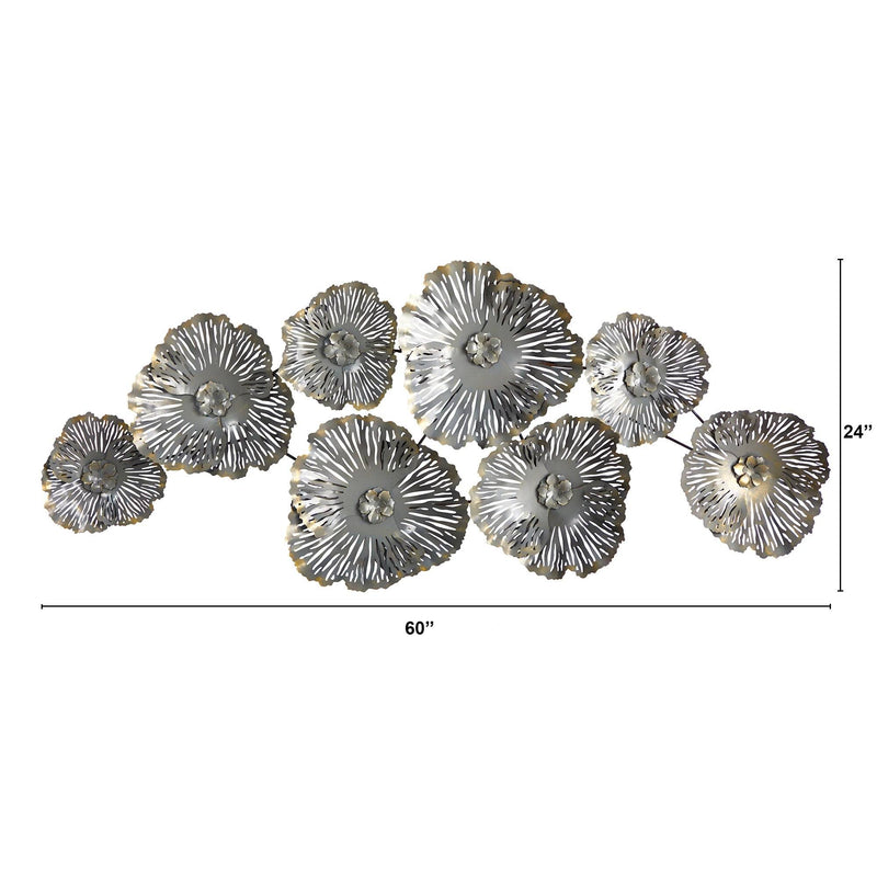 5’ x 2’ Floating Metal Floral Wall Art Decor, photo 2 of 3