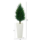 50” Cypress Tower Artificial Tree in Tall White Planter (Indoor/Outdoor)