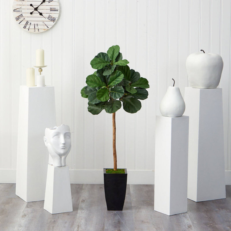 50” Fiddle Leaf Artificial Tree in Black Metal Planter