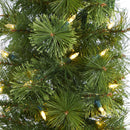 50” Green Pencil Artificial Christmas Tree with 100 Clear (Multifunction) LED Lights and 140 Bendable Branches in White Metal Planter