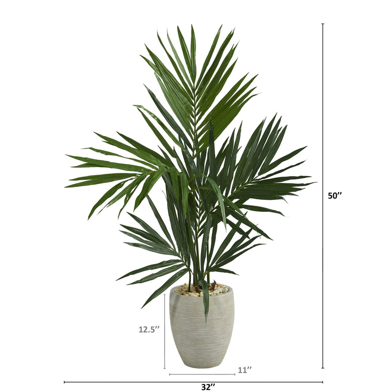 50” Kentia Artificial Palm Tree in Sand Colored Planter, photo 2 of 3