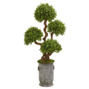 50” Triple Ball Boxwood Artificial Topiary Tree in Metal Planter