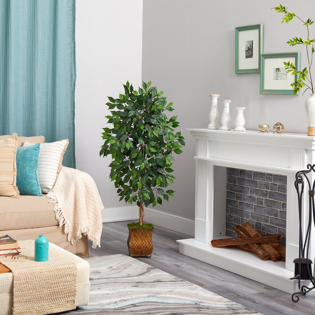 51” Ficus Artificial Tree in Metal Planter, photo 4 of 4