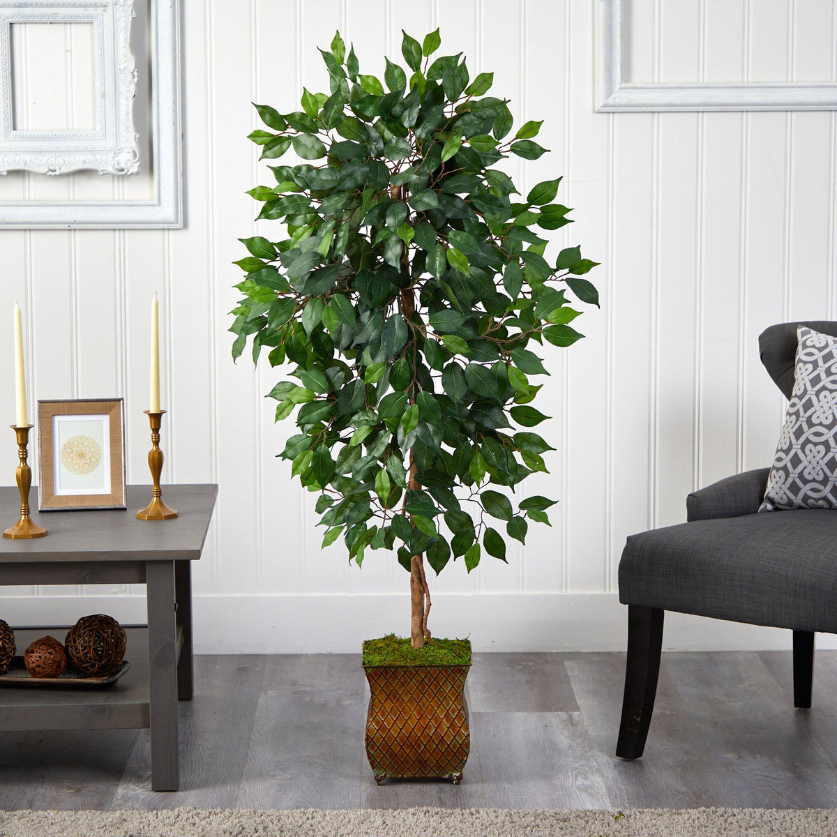51” Ficus Artificial Tree in Metal Planter, photo 3 of 4