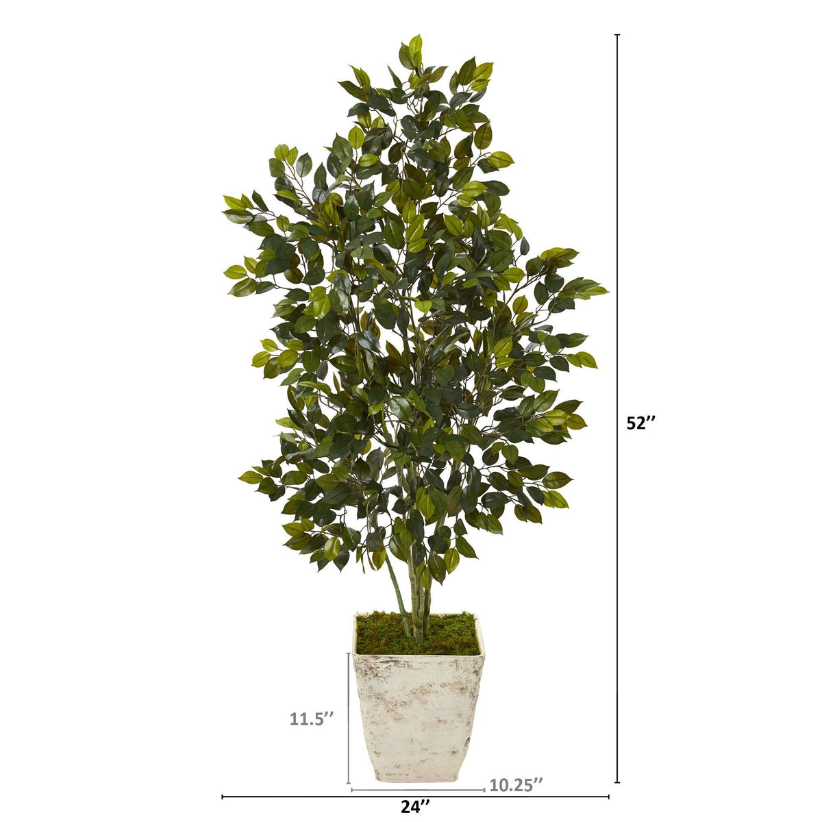 52” Ficus Artificial Tree in Country White Planter, photo 2 of 2