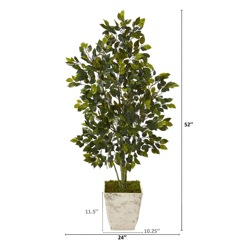 52” Ficus Artificial Tree in Country White Planter, photo 2 of 2
