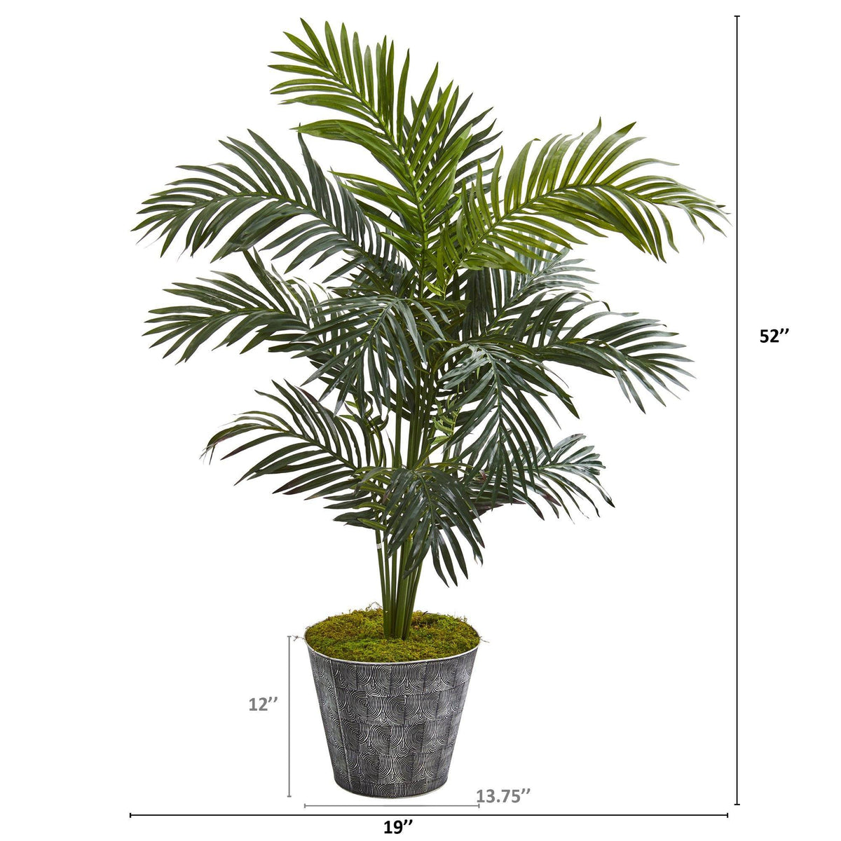 52” Paradise Palm Artificial Tree in Black Embossed Tin Planter, photo 2 of 2