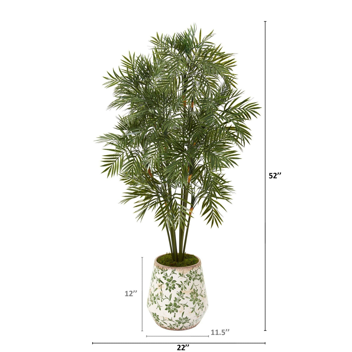 52” Parlor Palm Artificial Tree in Floral Print Planter, photo 2 of 2