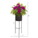 52” Phalaenopsis Orchid and Fern Plant in Black Planter