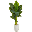 52” Triple Stalk Artificial Banana Tree in White Planter (Real Touch)
