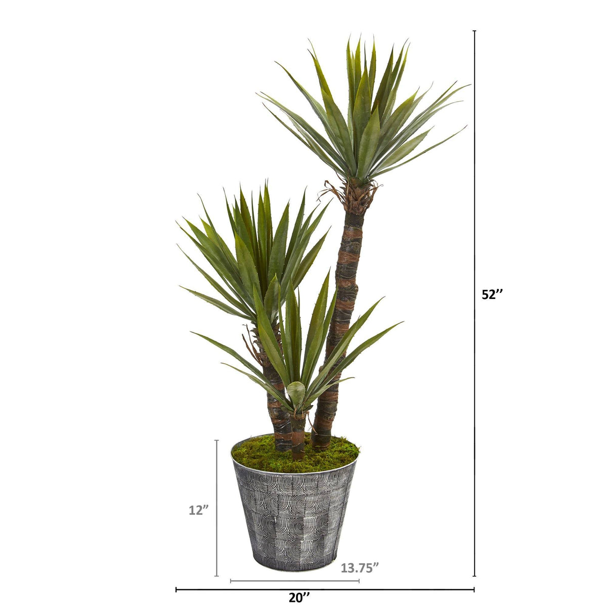 52” Yucca Artificial Tree in Embossed Black Planter, photo 2 of 2