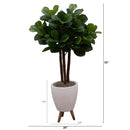 53” Artificial Triple Trunk Fiddle Leaf Fig Tree in White Ceramic Tripod Planter