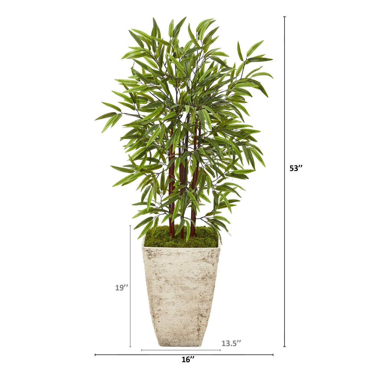 53” Bamboo Artificial Tree in Country White Planter, photo 2 of 2