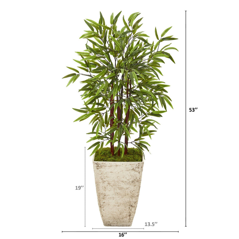 53” Bamboo Artificial Tree in Country White Planter, photo 2 of 2