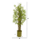 53” Bamboo Grass Artificial Plant in Green Metal Planter