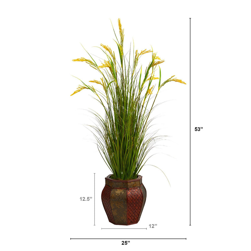 53” Wheat Grain Artificial Plant in Decorative Planter