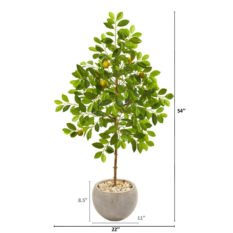 54” Lemon Artificial Tree in Sand Colored Planter, photo 2 of 2