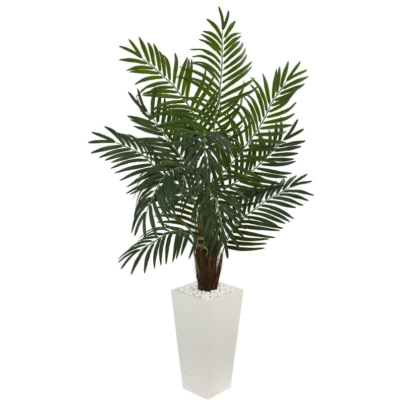 5.5’ Areca Artificial Palm Tree in White Tower Planter