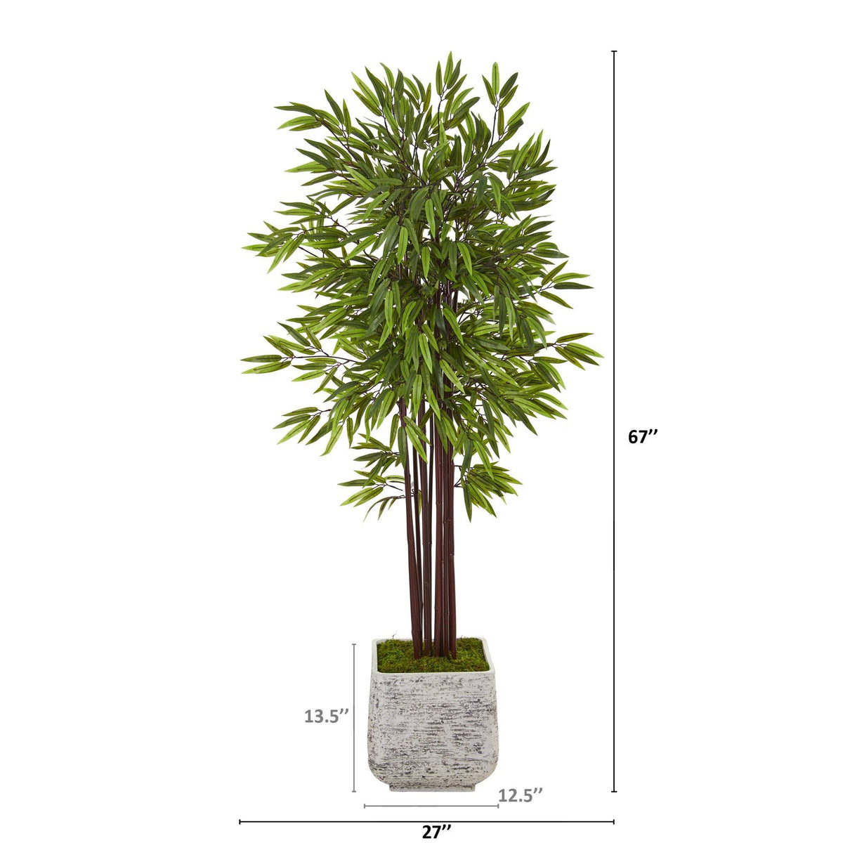 5.5’ Bamboo Artificial Tree in White Planter, photo 2 of 2