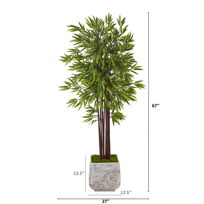 5.5’ Bamboo Artificial Tree in White Planter, photo 2 of 2