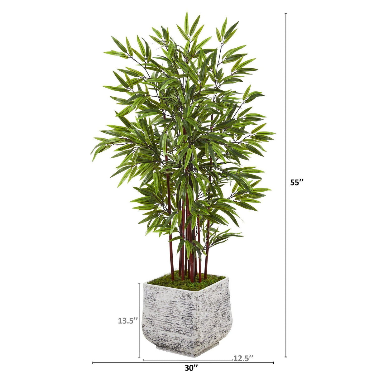 55” Bamboo Artificial Tree in White Planter, photo 2 of 2