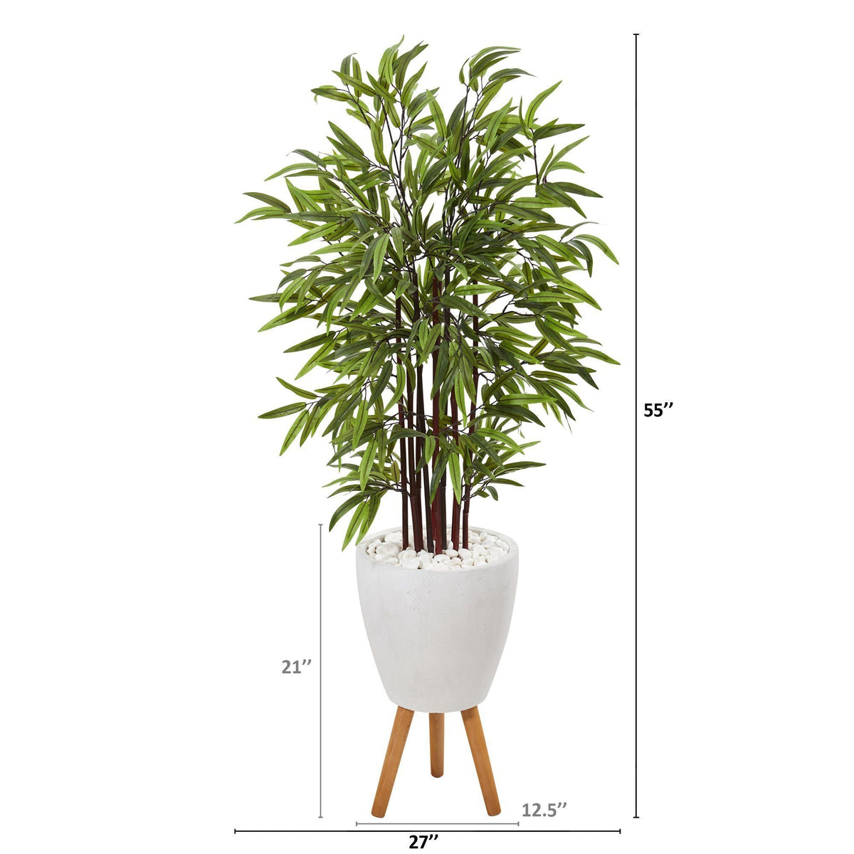 55” Bamboo Artificial Tree in White Planter with Stand, photo 2 of 2