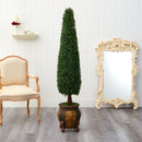 5.5’ Boxwood Topiary Artificial Tree in Decorative Planter (Indoor/Outdoor)