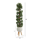 5.5’ English Ivy Topiary Spiral Artificial Tree in White Planter with Stand  (Indoor/Outdoor)
