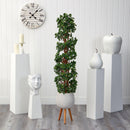 5.5’ English Ivy Topiary Spiral Artificial Tree in White Planter with Stand  (Indoor/Outdoor)