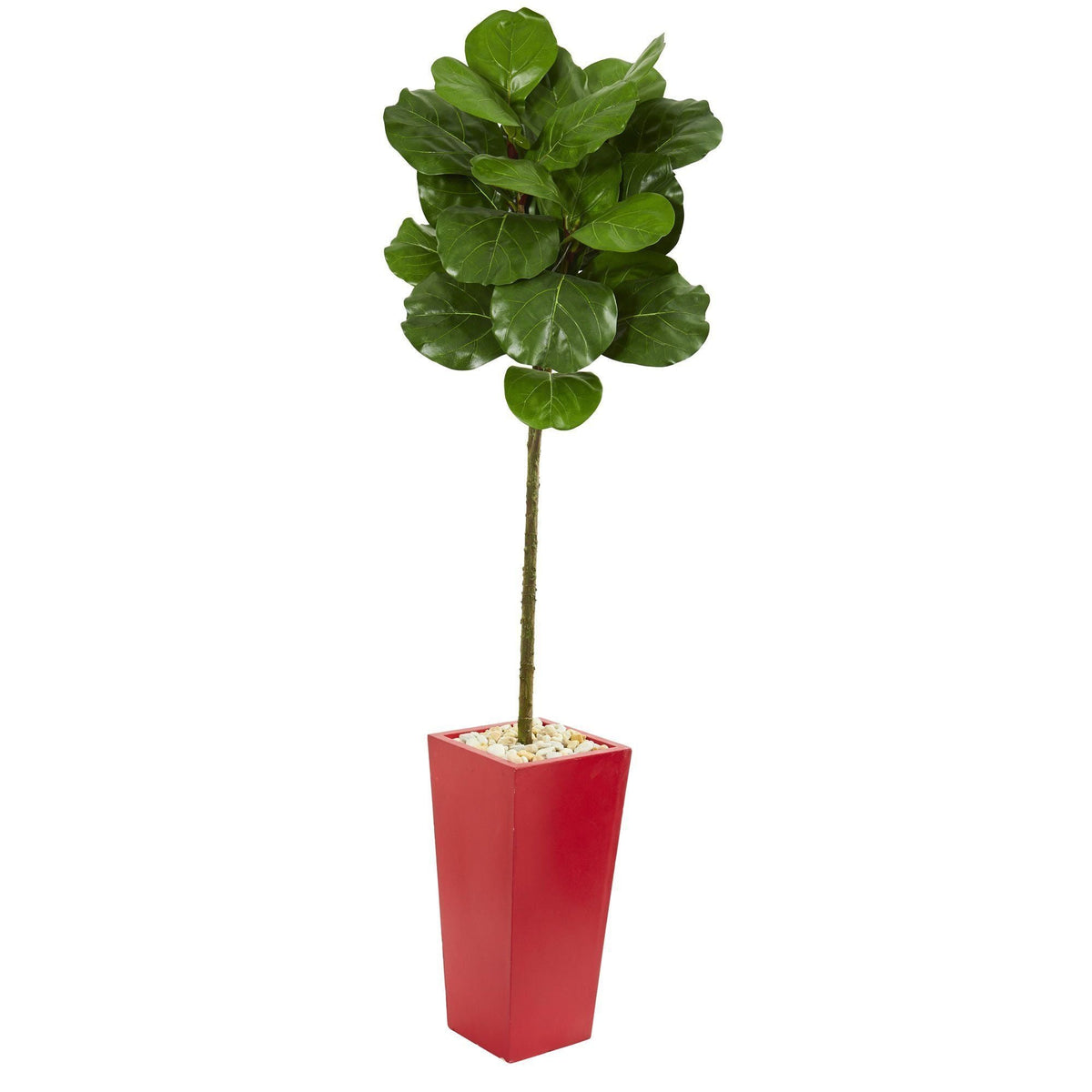 5.5’ Fiddle Leaf Artificial Tree in Red Tower Planter