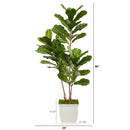 5.5’ Fiddle Leaf Artificial Tree in White Metal Planter(Indoor/Outdoor)