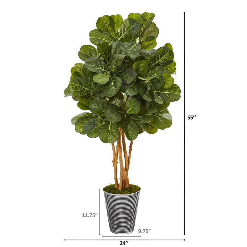55” Fiddle Leaf Fig Artificial Tree in Decorative Tin Planter, photo 2 of 2