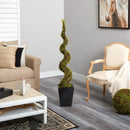 55” Muehlenbeckia Spiral Artificial Tree in Black Metal Planter