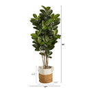 5.5’ Oak Artificial Tree in Handmade Natural Jute and Cotton Planter UV Resistant (Indoor/Outdoor)