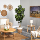 5.5’ Oak Artificial Tree in Handmade Natural Jute and Cotton Planter UV Resistant (Indoor/Outdoor)
