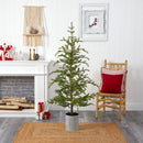 5.5’ Pre-Lit Pine Artificial Christmas Tree in Decorative Planter with 150 Lights