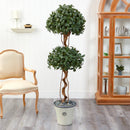 5.5’ Sweet Bay Double Ball Topiary Artificial Tree in Decorative Planter