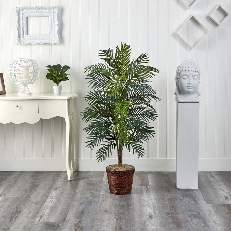 56" Areca Palm Silk Tree with Wicker Basket