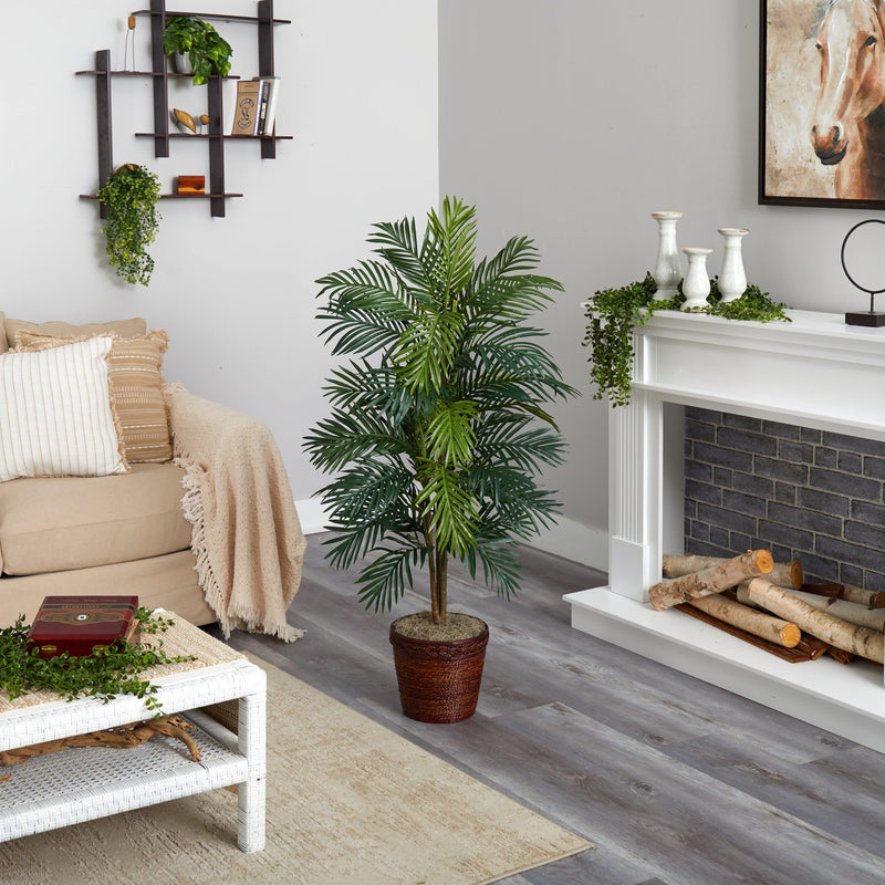 56" Areca Palm Silk Tree with Wicker Basket, photo 2 of 3