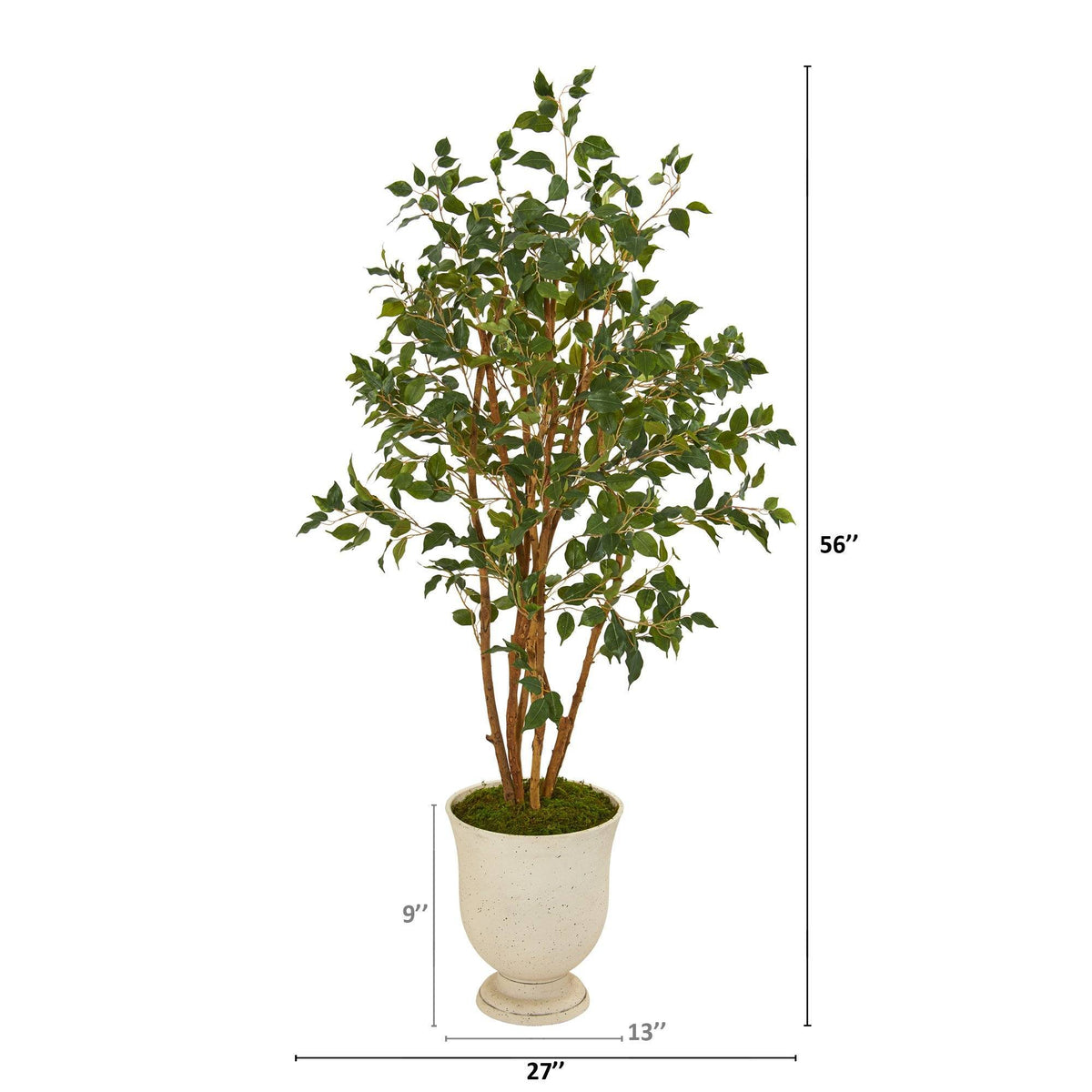 56” Ficus Artificial Tree in Decorative Urn, photo 2 of 2